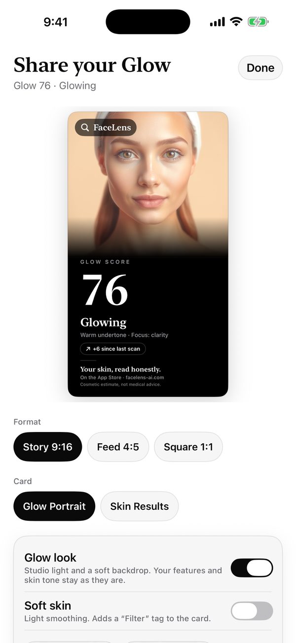 Share your Glow card screen
